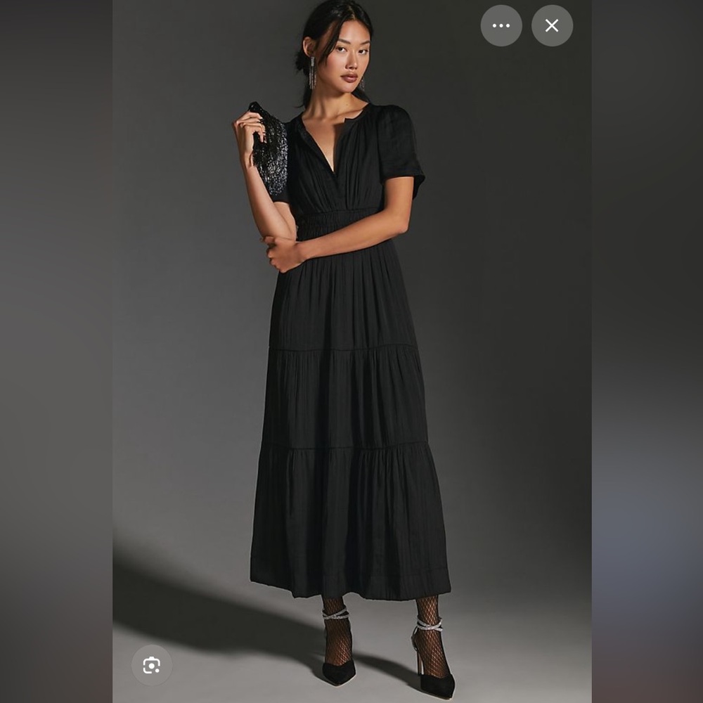 Anthropologie Black Tiered Maxi Dress